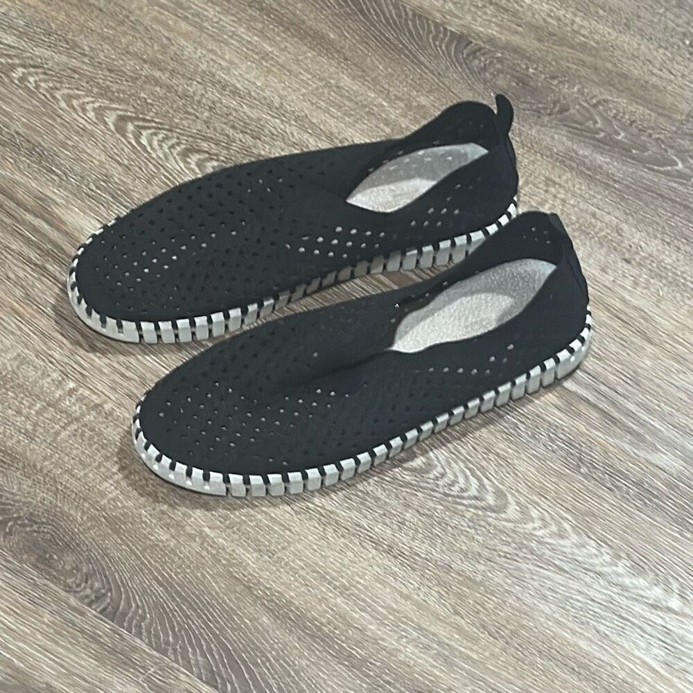 Ilse Jacobsen black tulip laser cut slip on shoes 40 9